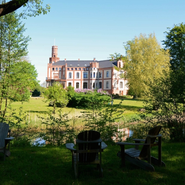 Blick Insel Park Teich